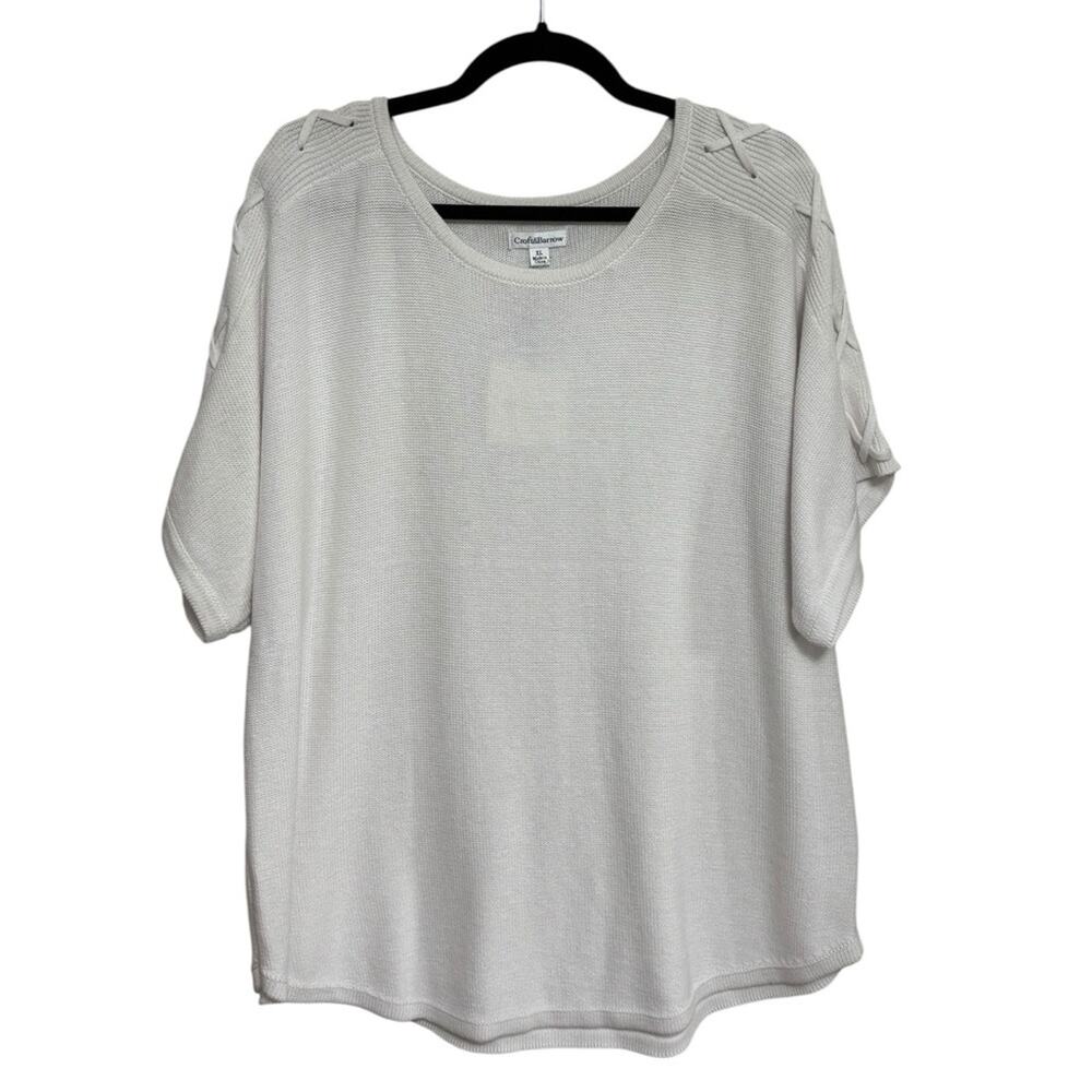 NWT Croft & Barrow Kohls Cotton Blend Sweater Tee in Bright White - Size XL